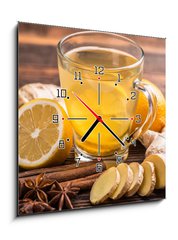 Obraz s hodinami   Ginger tea, 50 x 50 cm