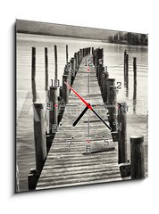 Obraz s hodinami   old wooden jetty, 50 x 50 cm