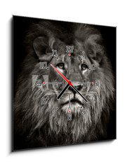 Obraz s hodinami   arrogant lion, 50 x 50 cm