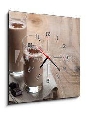 Obraz s hodinami   Chocolate and banana smoothie, 50 x 50 cm