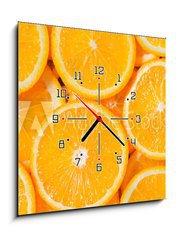 Obraz s hodinami   Orange Slices Background, 50 x 50 cm