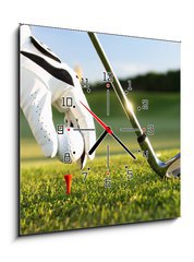 Obraz s hodinami 1D - 50 x 50 cm F_F8489083 - golf tee - golfové odpaliště