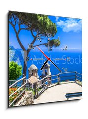 Obraz s hodinami 1D - 50 x 50 cm F_F85260412 - beautiful Ravello village,view with church. Amalfi coast, Italy - krásná vesnice Ravello, pohled na kostel. Pobřeží Amalfi, Itálie
