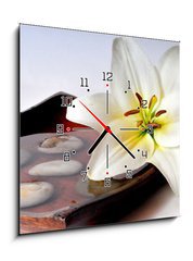 Obraz s hodinami   Wellness Bl ten, 50 x 50 cm