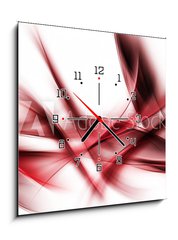 Obraz s hodinami 1D - 50 x 50 cm F_F86654206 - Dark Red Powerful Abstract Waves Background - Tmavě červená pozadí mocné abstraktní vlny