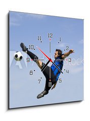 Obraz s hodinami   football  soccer player volley, 50 x 50 cm