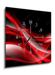 Obraz s hodinami 1D - 50 x 50 cm F_F87077837 - Creative Art Red Light Fractal Waves Abstract Background - Kreativní umění červené světlo fraktální vlny abstraktní pozadí