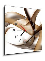 Obraz s hodinami 1D - 50 x 50 cm F_F87966471 - Brown Abstract Waves Art Fractal Background - Brown abstraktní vlny Umění fraktální pozadí