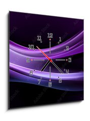 Obraz s hodinami 1D - 50 x 50 cm F_F88530776 - abstraction purple light wave background