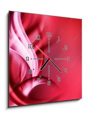 Obraz s hodinami 1D - 50 x 50 cm F_F88531089 - abstract art red waves background