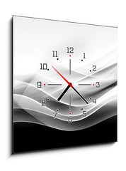 Obraz s hodinami 1D - 50 x 50 cm F_F88547506 - creative abstraction black and white wave background