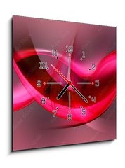 Obraz s hodinami 1D - 50 x 50 cm F_F88611581 - pink red wave background - růžová červená vlna pozadí