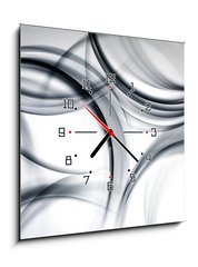 Obraz s hodinami 1D - 50 x 50 cm F_F89214074 - gray chaos modern wave background - šedý chaos moderní vln pozadí