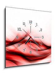 Obraz s hodinami 1D - 50 x 50 cm F_F90110772 - Red Abstract