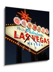 Obraz s hodinami   Welcome To Las Vegas neon sign at night, 50 x 50 cm
