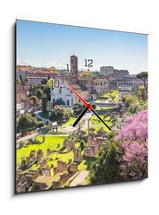 Obraz s hodinami 1D - 50 x 50 cm F_F90731336 - The aerial view of Roman Forum in Rome, Italy