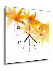 Obraz s hodinami 1D - 50 x 50 cm F_F90900017 - Swirl of falling autumn maple leaves isolated on white