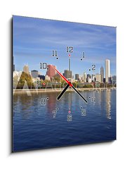 Obraz s hodinami 1D - 50 x 50 cm F_F9104837 - Downtown Chicago panorama reflected in Lake Michigan