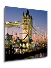 Obraz s hodinami 1D - 50 x 50 cm F_F9135674 - Tower Bridge Panorama