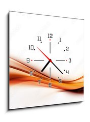 Obraz s hodinami 1D - 50 x 50 cm F_F91620659 - elegant abstract orange wave - elegantní abstraktní oranžová vlna