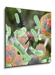 Obraz s hodinami 1D - 50 x 50 cm F_F92014317 - Bacteria and viruses (Hepatitis A virus) on colorful background. Medical background. Healthcare background