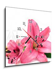 Obraz s hodinami 1D - 50 x 50 cm F_F9265067 - Pink lily - Růžová lilie