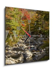 Obraz s hodinami 1D - 50 x 50 cm F_F93409854 - The Baker River flows through fall foliage, Warren, New Hampshir