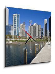 Obraz s hodinami 1D - 50 x 50 cm F_F9353093 - Chicago from Lake Michigan - morning time - Chicago z Michiganského jezera