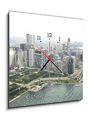 Obraz s hodinami 1D - 50 x 50 cm F_F9395824 - Amazing photo of Chicago s downtown area along Lake Shore Drive - Úžasná fotka čtvrti Chicago s centrem podél jezera Shore Drive