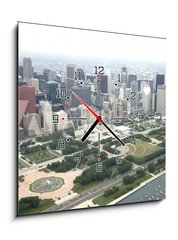 Obraz s hodinami 1D - 50 x 50 cm F_F9395863 - Downtown Chicago from the East via the air - Downtown Chicago z východu vzduchem