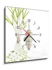 Obraz s hodinami 1D - 50 x 50 cm F_F9400506 - Zen Spa Stones and Bamboo