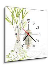 Obraz s hodinami 1D - 50 x 50 cm F_F9400506 - Zen Spa Stones and Bamboo - Zen Spa Stones a Bamboo