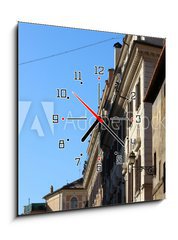 Obraz s hodinami 1D - 50 x 50 cm F_F95743916 - Rome,Italy,summer,evening,houses. - Řím, Itálie, léto, večer, domy.