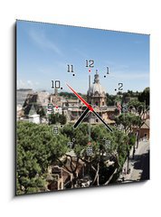 Obraz s hodinami 1D - 50 x 50 cm F_F96153343 - The part of old town and Roman ruins in Rome - Část starého města a římské zříceniny v Římě