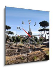 Obraz s hodinami 1D - 50 x 50 cm F_F96158880 - The part of old town and Roman ruins in Rome - Část starého města a římské zříceniny v Římě