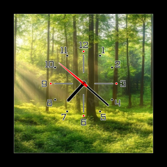 Obraz s hodinami 1D - 50 x 50 cm F_F967529857 - Sunbeams Filtering Through a Lush Forest