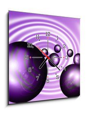 Obraz s hodinami   purple pearls, 50 x 50 cm