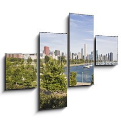 Obraz tydln 4D - 120 x 90 cm F_IB10087749 - Panorama of Chicago and Lake Michigan