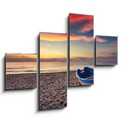 Obraz 4D tydln - 120 x 90 cm F_IB101100206 - Boat and sunrise