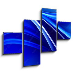 Obraz 4D tydln - 120 x 90 cm F_IB104302255 - Blue Shines Neon Waves Design Background