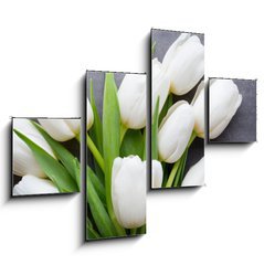 Obraz 4D tydln - 120 x 90 cm F_IB105673696 - More white tulip on the grey background.