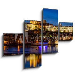 Obraz 4D tydln - 120 x 90 cm F_IB110013090 - Prague Castle, Hradcany reflecting in Vltava river in Prague, Czech Republic at night