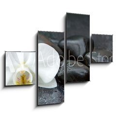 Obraz 4D tydln - 120 x 90 cm F_IB113515481 - White orchid and black stones close up.