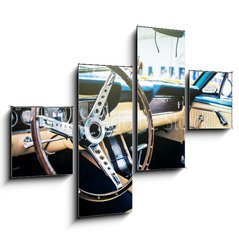 Obraz 4D tydln - 120 x 90 cm F_IB113885673 - Inside view of classic american car.