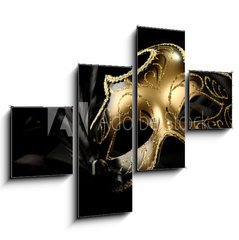 Obraz tydln 4D - 120 x 90 cm F_IB11491413 - ornate carnival mask over black silk background