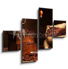Obraz 4D tydln - 120 x 90 cm F_IB11872422 - Antique coffee grinder with beans