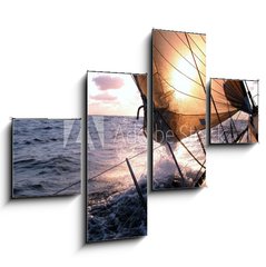 Obraz 4D tydln - 120 x 90 cm F_IB122844 - sailing to the sunrise - plachtn na vchod slunce