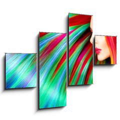 Obraz 4D tydln - 120 x 90 cm F_IB123142126 - Beauty fashion model girl with colorful dyed hair