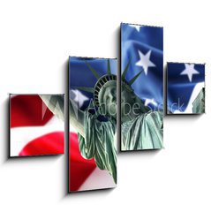 Obraz tydln 4D - 120 x 90 cm F_IB12542738 - NY Statue of Liberty against a flag of USA