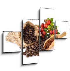 Obraz   coffee beans and red ripe coffee on white background., 120 x 90 cm